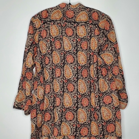 Lauren Ralph Lauren Paisley Print Ruffle Blouse Size 1X Button Front Shirt Femme - Picture 6 of 13